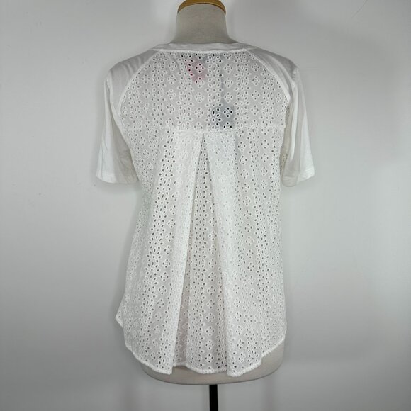 NWT VERONICA BEARD JEANS Women's Mauna Short-Sleeve Eyelet Cotton Tee Size M - Picture 3 of 12